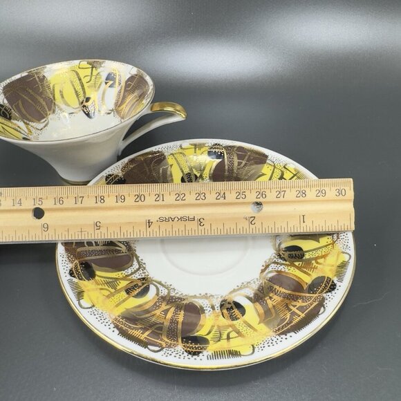 Fine Bavaria German Porcelain Trio Plate Saucer And Teacup Set Heavy Gold Yellow - Picture 12 of 16
